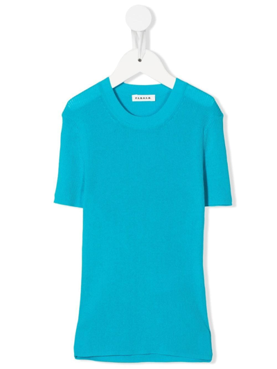 P.a.r.o.s.h Kids' Cipria Ribbed-knit Top In Blue