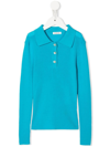 P.a.r.o.s.h Kids' Cipria Ribbed-knit Polo Top In Blue
