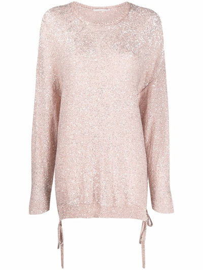 Stella Mccartney Sequinned Side-tie Jumper In Pink