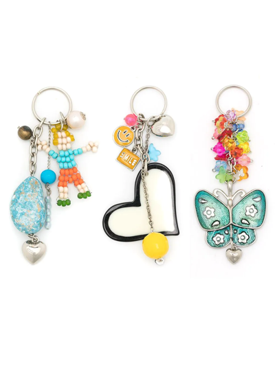 Amir Slama Set Of Three Pendant Keyrings In Multicolour