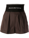 Alexander Wang Tailored Cotton & Nylon Shorts In Brown
