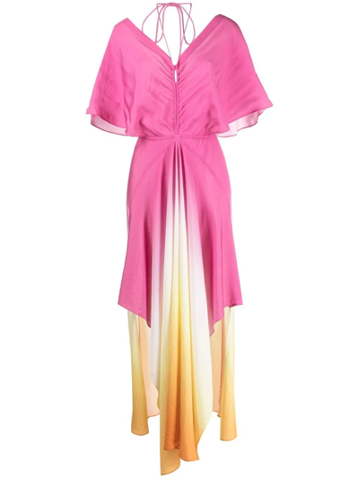 Maje Rachelly Dip Dye Batwing Sleeve Midi Dress In Candy Pink