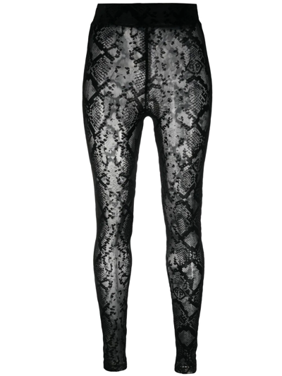 Philipp Plein Logo-embroidered High-waisted Leggings In Black