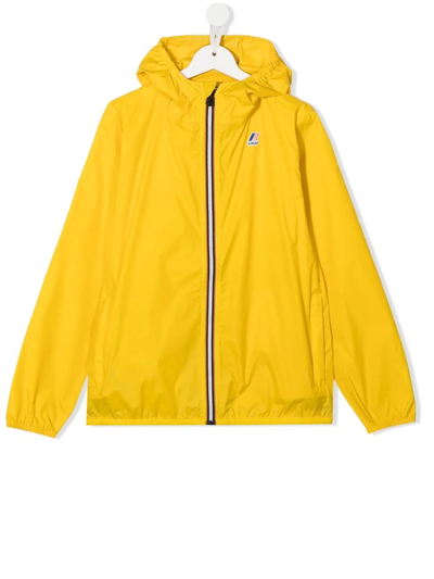 K-way Teen Logo-patch Zip-up Jacket In Yellow