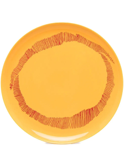 Serax Swirly Stripe Ceramic Plate Set In Yellow