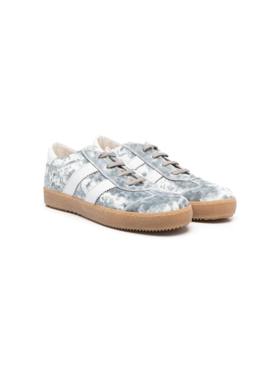 Pèpè Teen Side-stripe Velvet Sneakers In Grey