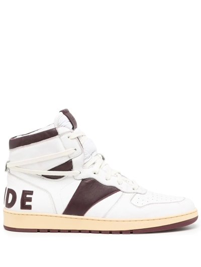 Rhude Panelled High-top Sneakers In White