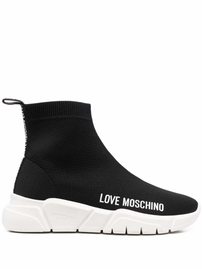 Love Moschino Logo-print Slip-on Sneakers In Black