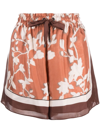 Brunello Cucinelli Floral-print Silk-faille Shorts In Brown White