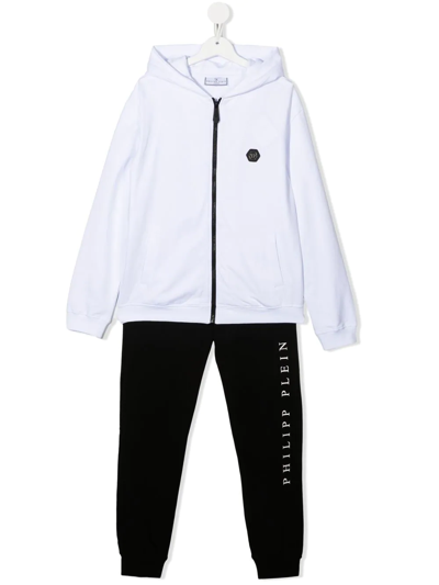 Philipp Plein Junior Teen Logo-print Two-tone Tracksuit Set In Black