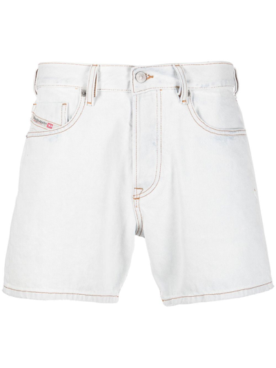 Diesel Faded Denim Shorts In Blue