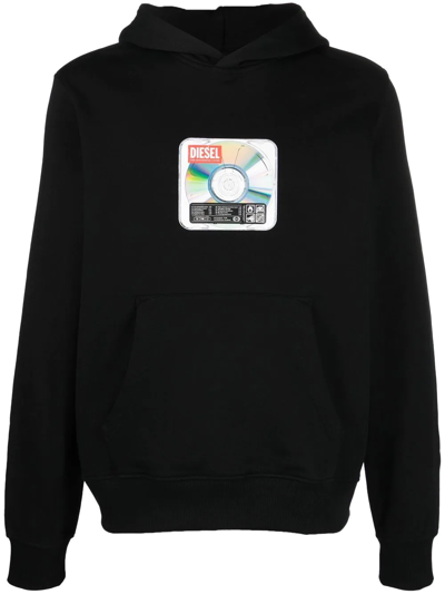 Diesel S-ginn Logo-print Hoodie In Black