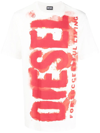 Diesel T-shirt Con Logo Stampato A Effetto Bleed-through In White