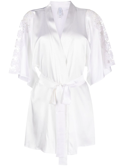 Fleur Of England Aria Lace-panel Robe In White