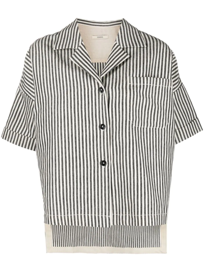 Odeeh Stripe-print Short-sleeve Shirt In White