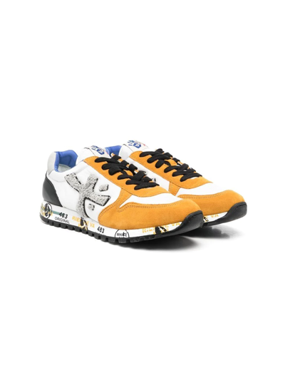 Premiata Teen Colour-block Low-top Sneakers In Yellow