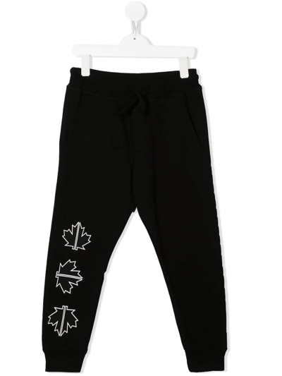 Dsquared2 Kids' Logo-print Cotton Track Trousers In Nero