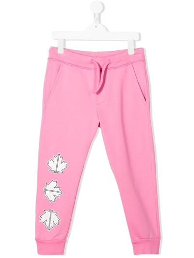 Dsquared2 Kids' Logo-print Cotton Track Trousers In Pink