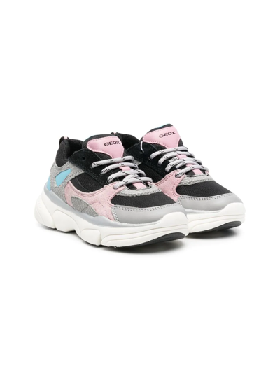 Geox Kids' Panelled-design Low-top Sneakers In Grey