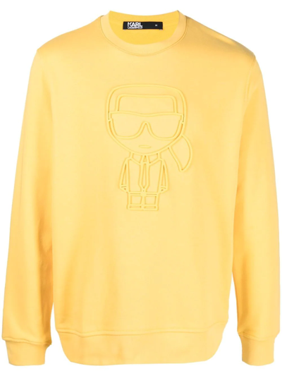 Karl Lagerfeld Ikonik Debossed-logo Sweatshirt In Yellow