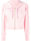 Loveshackfancy Hasana Zip-up Appliqué Hoodie In Pink