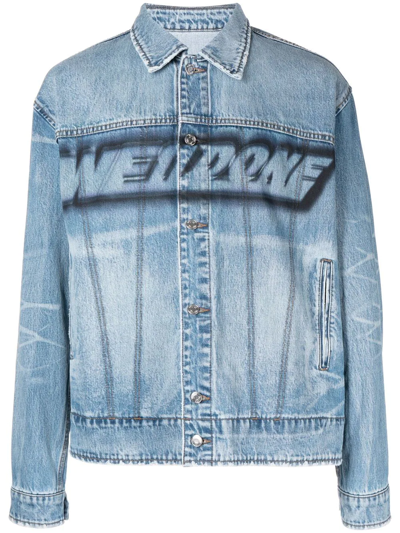 We11 Done We11done Denim Jacket With Laser Print In Blue