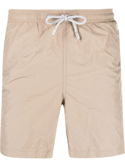 Mc2 Saint Barth Logo-patch Drawstring Swim Shorts In Neutrals