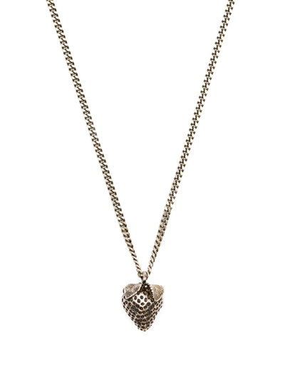 Acne Studios Strawberry-pendant Curb-chain Necklace In Bwf Antique Silver