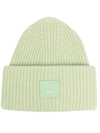 ACNE STUDIOS FACE-PATCH RIBBED-KNIT BEANIE