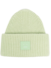 Acne Studios Pansy Face-patch Stretch-wool Beanie In Green