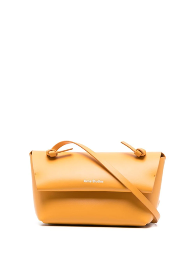 Acne Studios Mini Alexandria Leather Crossbody Bag In Pumpkin Orange