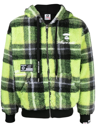 Aape By A Bathing Ape Tartan-check Hooded Bomber Jacket In Green