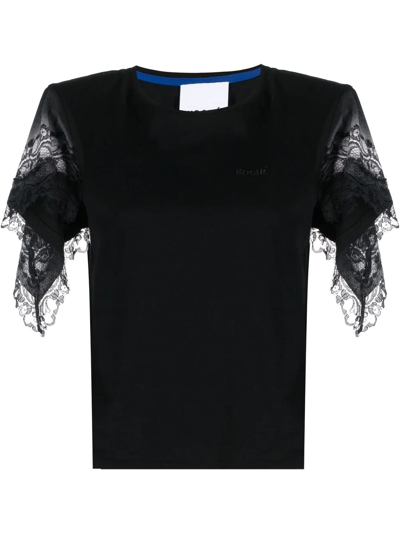 Koché Lace-sleeve T-shirt In Black