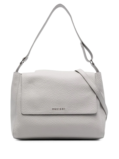 Orciani Grained-leather Shoulder-bag In Grey