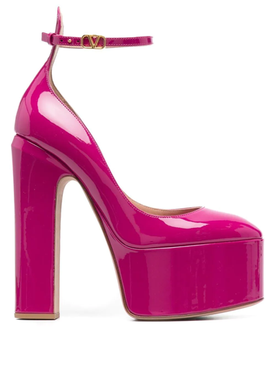 Valentino Garavani Patent Leather Ankle-strap Platform Pumps In Rose Violet