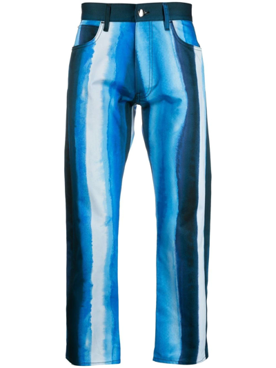Marni Waterfall Stripe-print Trousers In Blue