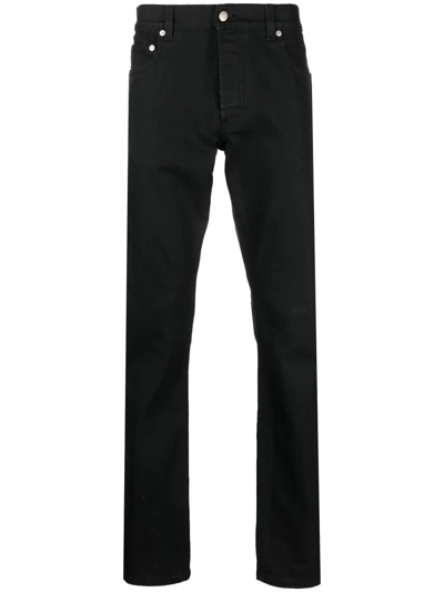 Alexander Mcqueen Five-pocket Button-up Straight-leg Trousers In Black