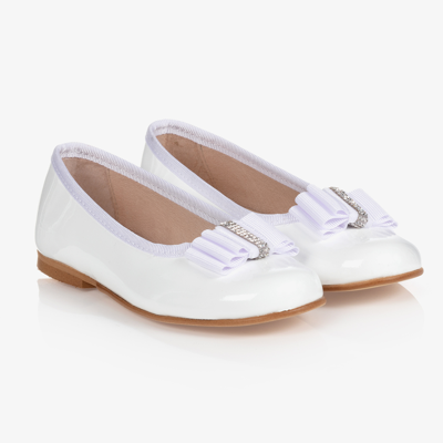 Children's Classics Kids' Girls White Leather Ballerina Shoes