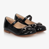 GUCCI GIRLS BLACK LEATHER BALLERINA SHOES