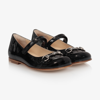 GUCCI GIRLS BLACK LEATHER BALLERINA SHOES