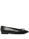 Furla Interlocking-logo Leather Ballerinas In Black