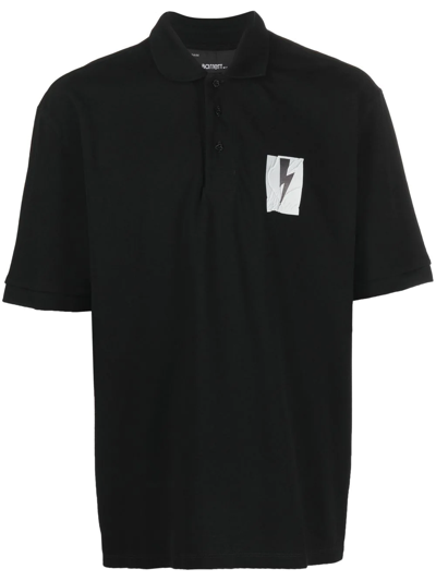 Neil Barrett Logo-patch Polo Shirt In Black