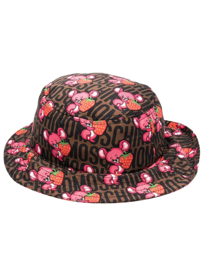 Moschino Mouse-print Bucket Hat In Brown
