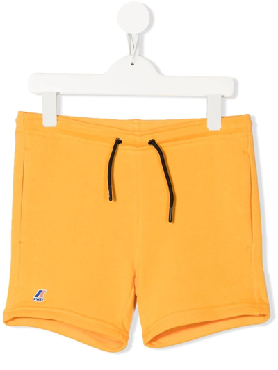 K-way Kids' Logo Patch Track Shorts In Orange