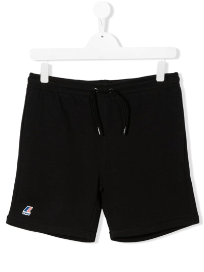 K-way Teen Logo-print Cotton Track Shorts In Black