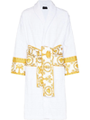 Versace Baroque Print Bathrobe White In White