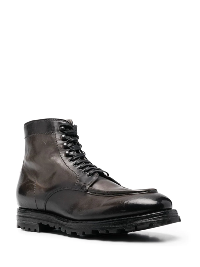 Officine Creative Lace-up Leather Boots In Grey