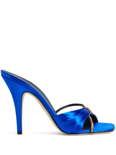 Giuseppe Zanotti Symonne Satin 105mm Sandals In Blue