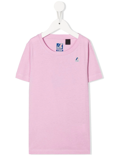 K-way Kids' Logo Patch T-shirt In Pink