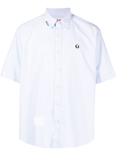 Aape By A Bathing Ape Striped Logo-patch Shirt In White